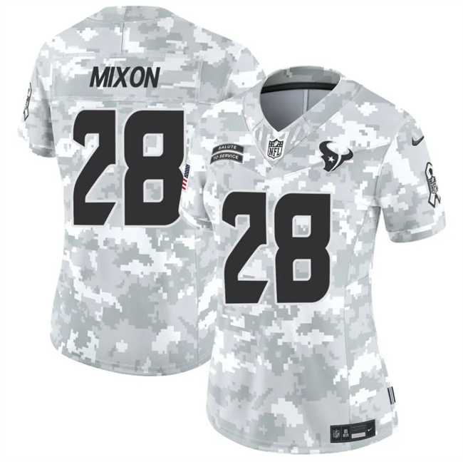 Womens Houston Texans #28 Joe Mixon 2024 F.U.S.E Arctic Camo Salute To Service Limited Stitched Jersey Dzhi